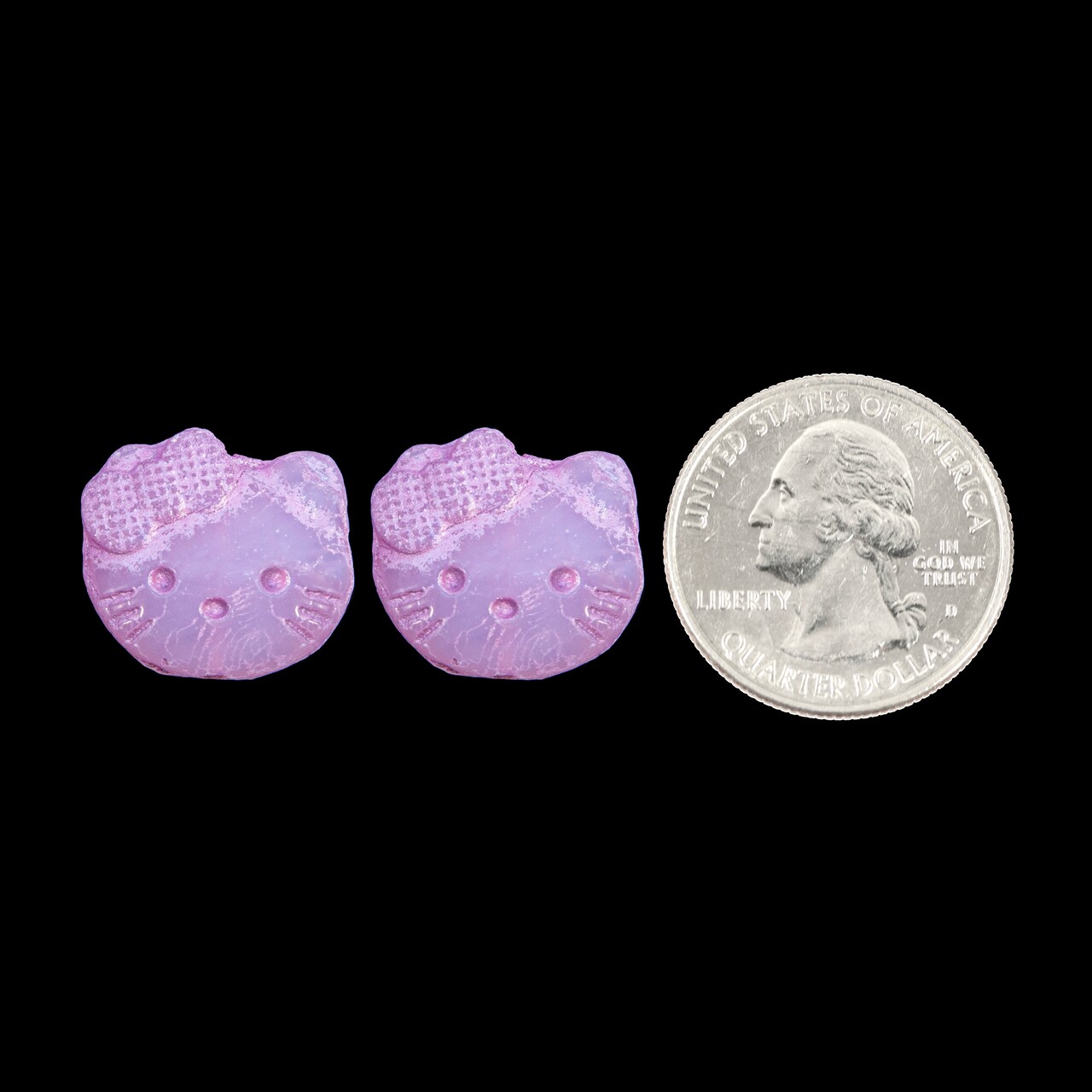 Two 19x18mm Pink Hello Kitty Head Beads Set of 2 - XXX - *GB-OD2